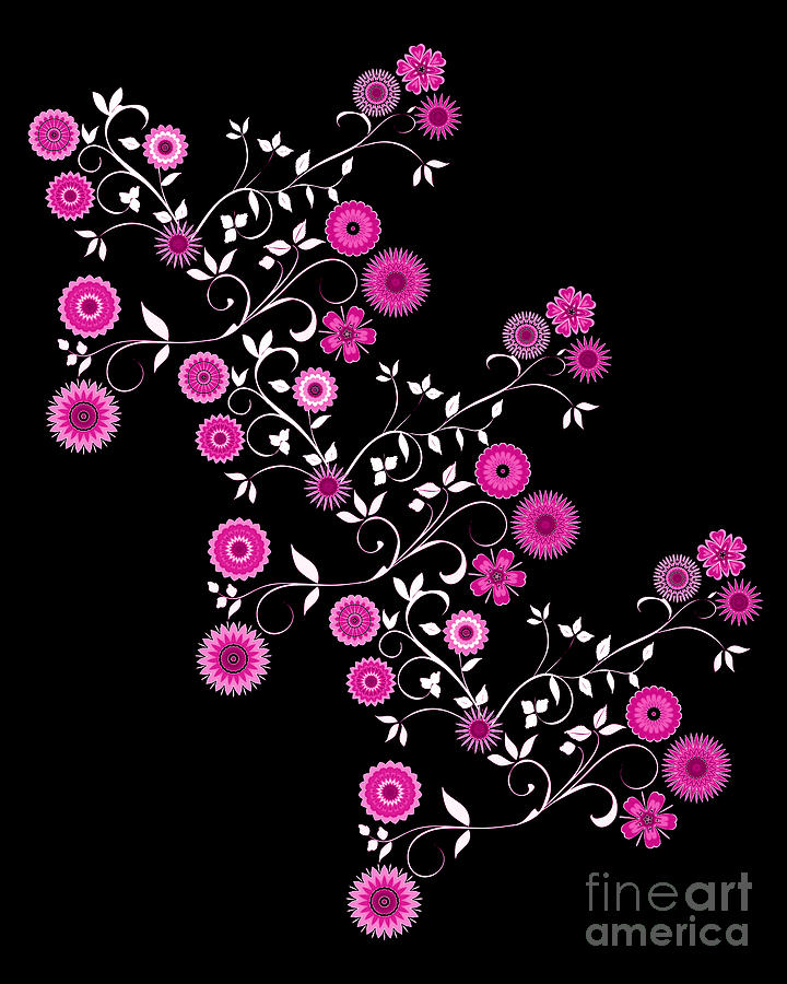 Flower Pattern Digital Art - Pink Floral Explosion by Two Hivelys