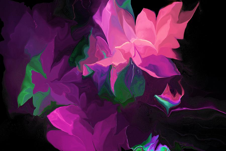 Abstract Digital Art - Pink Floral Fantasy by David Lane
