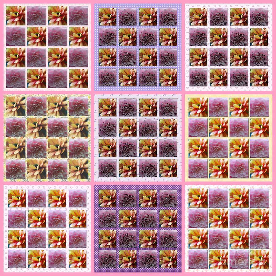 Pink Floral Multiple Tile Pattern 14 Photograph by Joan-Violet Stretch
