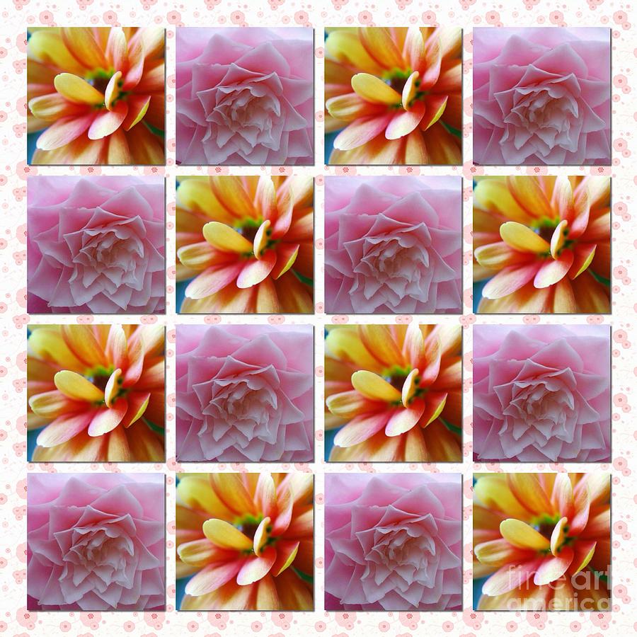 Pink Floral Tile Pattern 13 Photograph by Joan-Violet Stretch