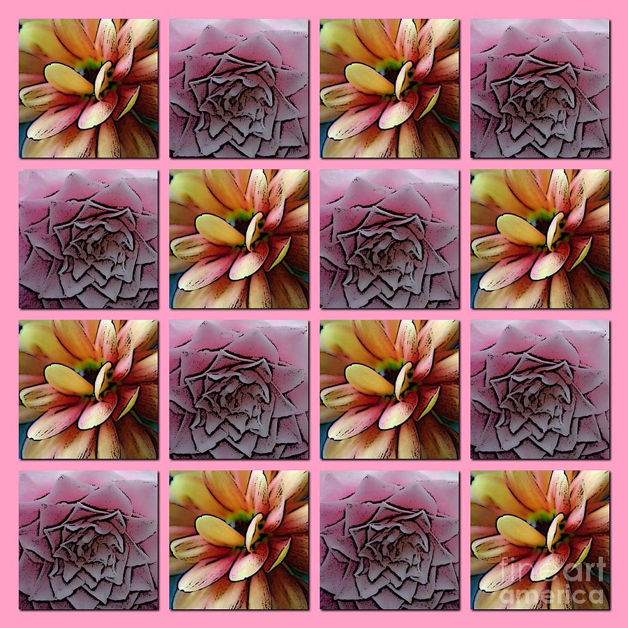 Pink Floral Tile Pattern 8 Photograph by Joan-Violet Stretch