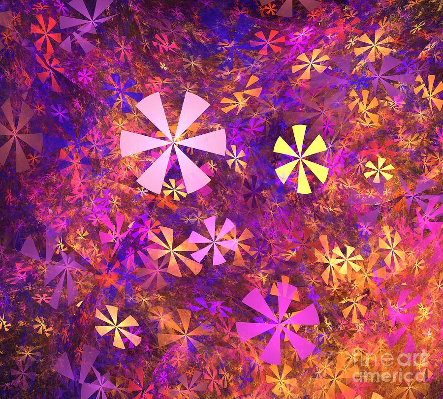 Abstract Digital Art - Pink Flower Garden by Kim Sy Ok