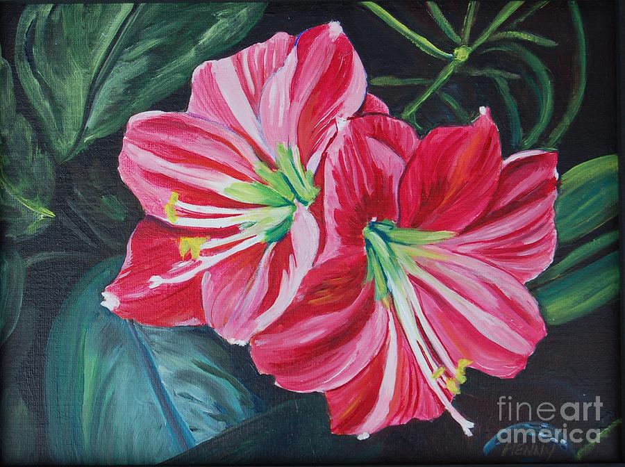 Pink Flower Painting by Henny Dagenais