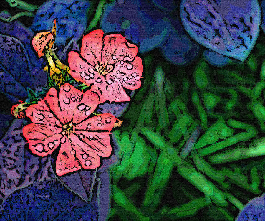 Pink Flower in the Rain Digital Art by W James Mortensen