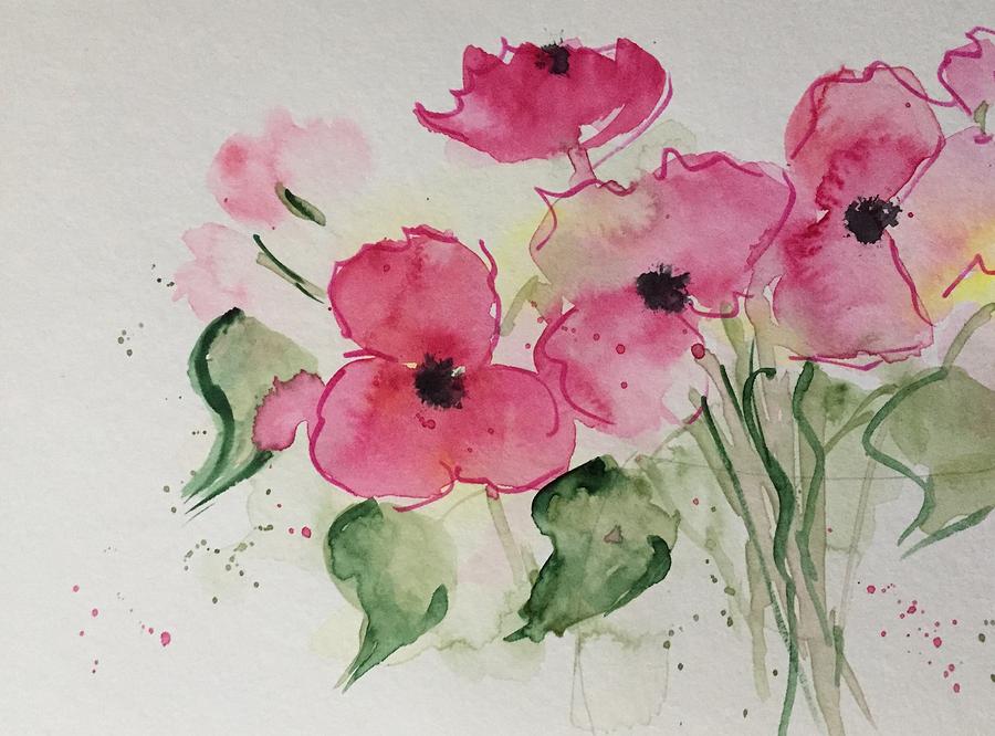 pink Flowers Painting by Britta Zehm
