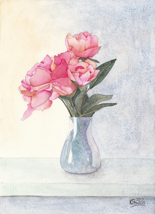 Pink Flowers Painting by Ken Powers
