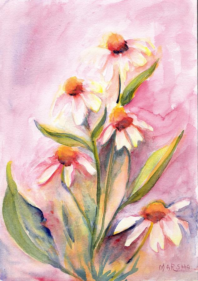 Pink Flowers Painting by Marsha Woods