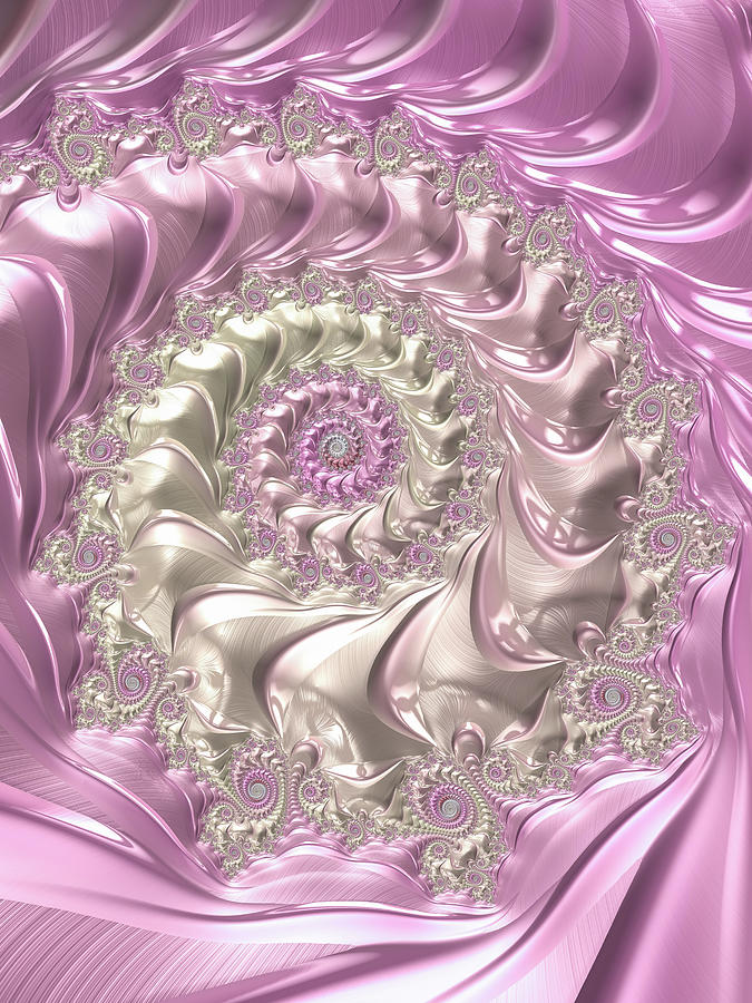 Pink Fractal Spiral soft and girly Digital Art by Matthias Hauser