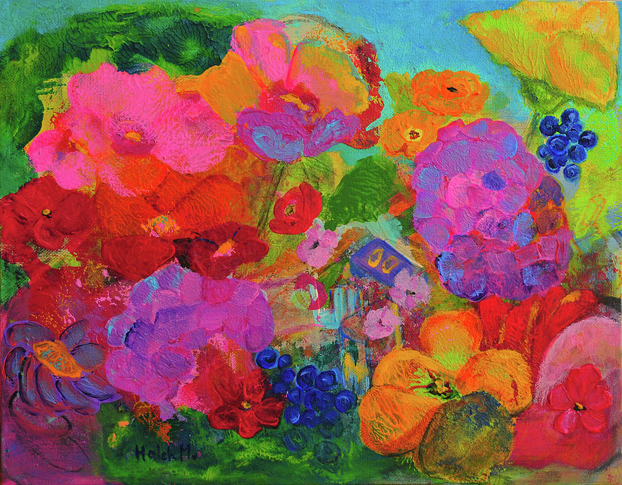 Pink Garden Fantansy Painting by Haleh Mahbod