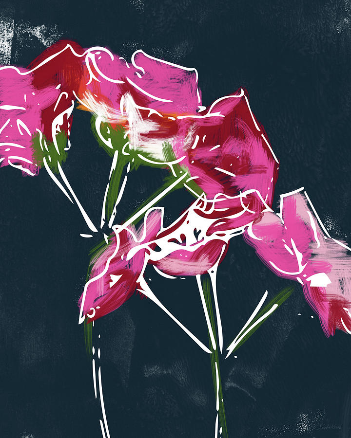 Pink Geraniums- Art by Linda Woods Mixed Media by Linda Woods