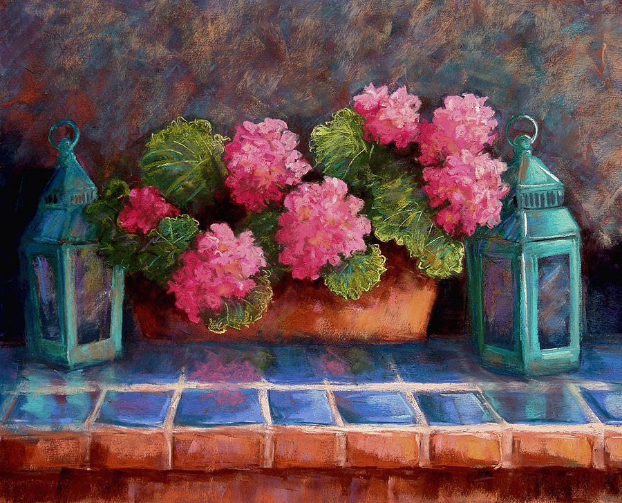 Pink Geraniums Pastel by Candy Mayer