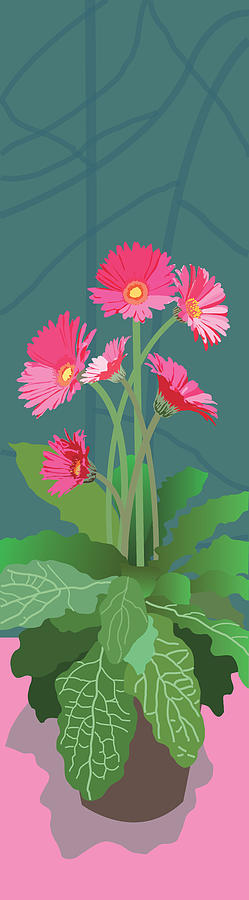 Floral Painting - Pink Gerbera Daisies by Marian Federspiel Floral Painting - Pink Gerbera Daisies by Marian Federspiel