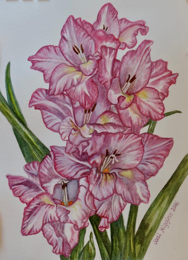 Pink Gladiolus Painting by Jodi Higgins