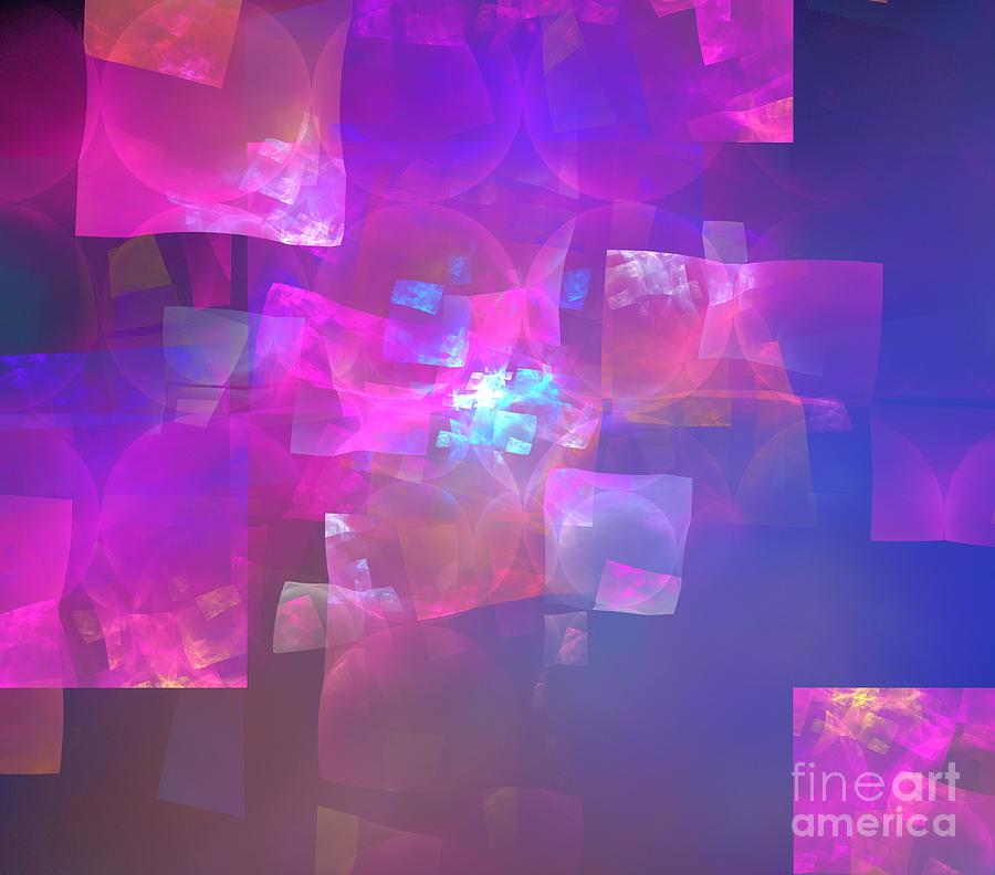 Abstract Digital Art - Pink Glass Cubes by Kim Sy Ok