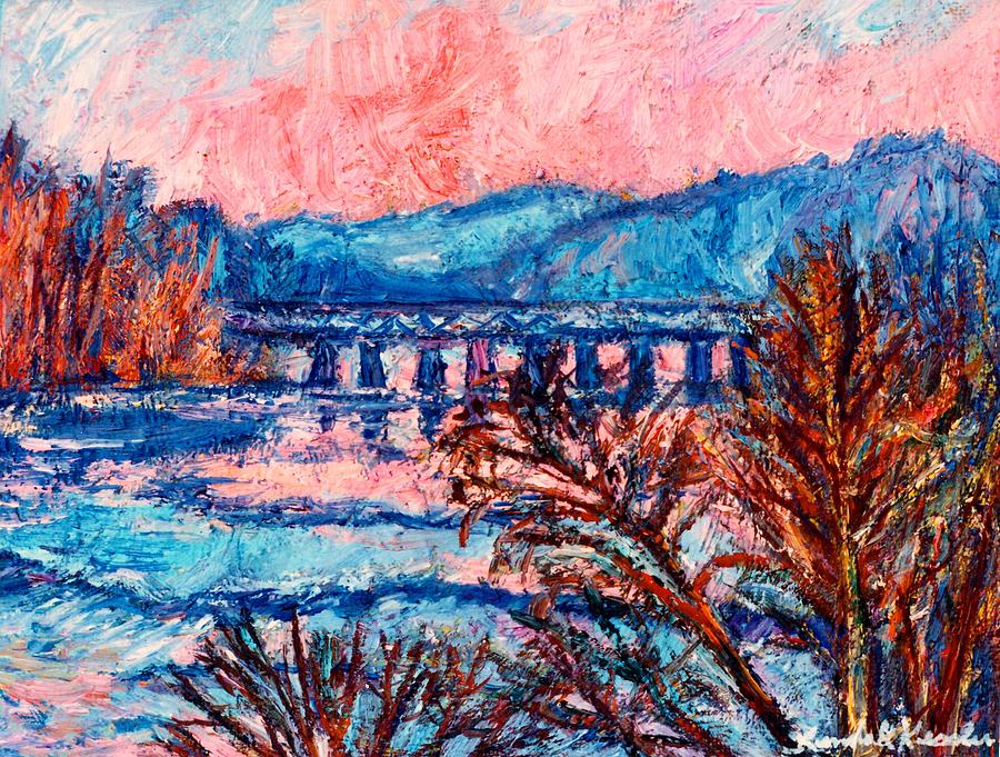 Pink Glow on the New River Painting by Kendall Kessler