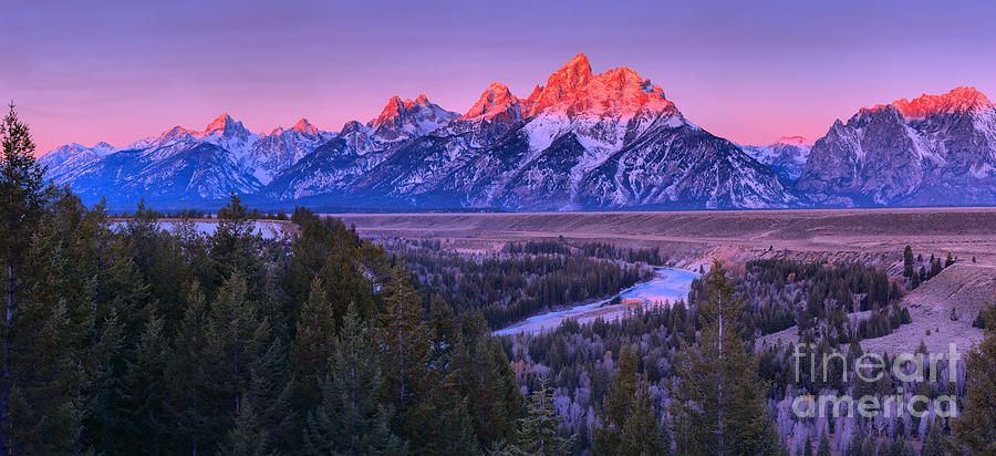 Pink Glow Over The Snake River Photograph by Adam Jewell