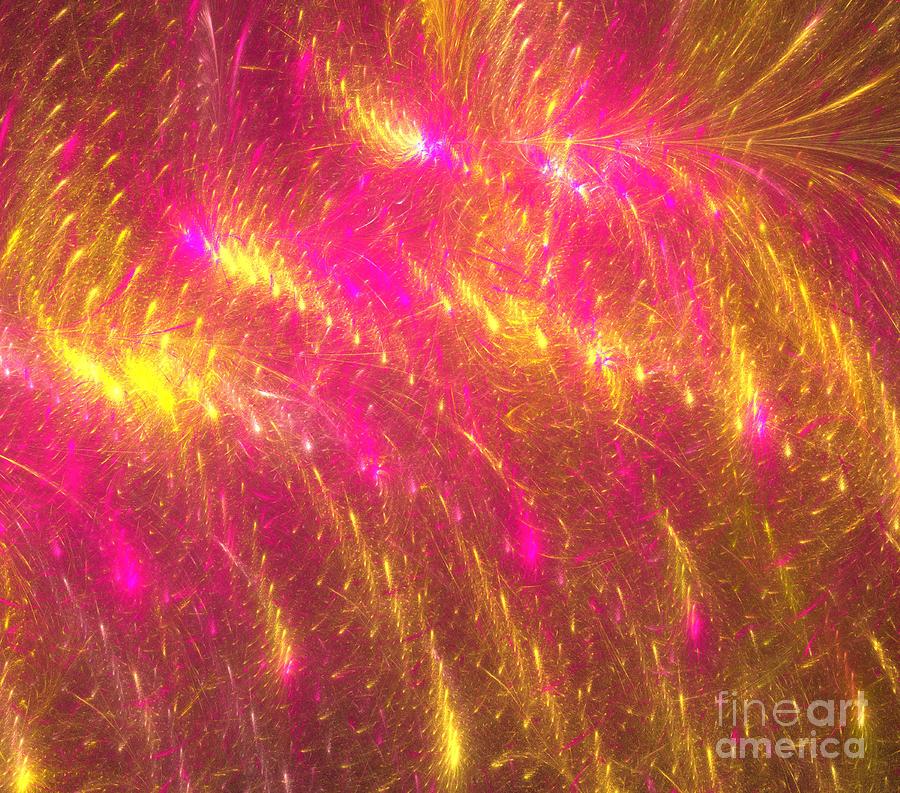 Space Digital Art - Pink Gold Rain by Kim Sy Ok