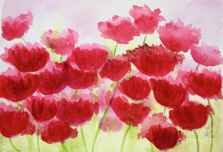 Pink Happy Flowers  Painting by Barrie Stark