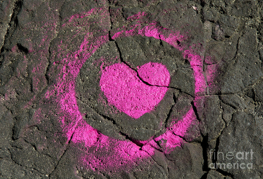 Pink Heart Painted on Rock Photograph by Andreas Berthold