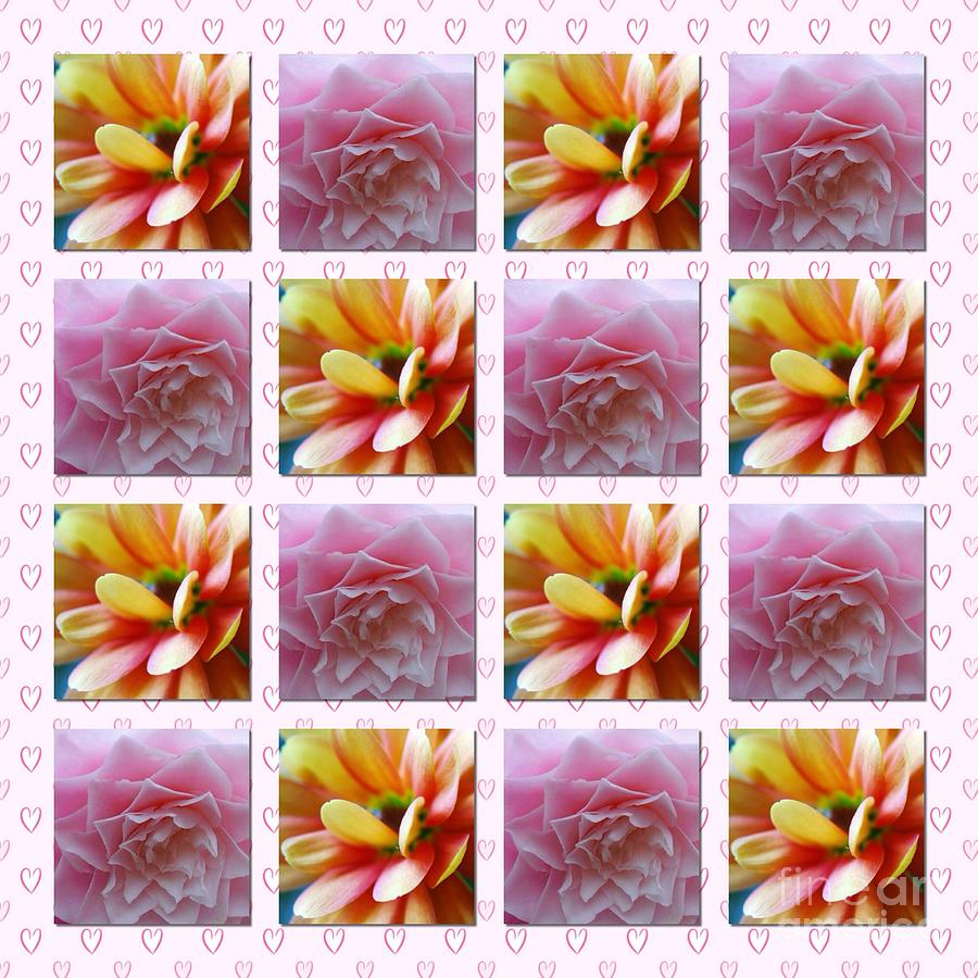 Pink Hearts floral Tile Pattern 11 Photograph by Joan-Violet Stretch