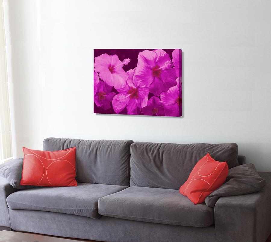 Pink Hibiscus On The Wall Digital Art by Stephen Jorgensen