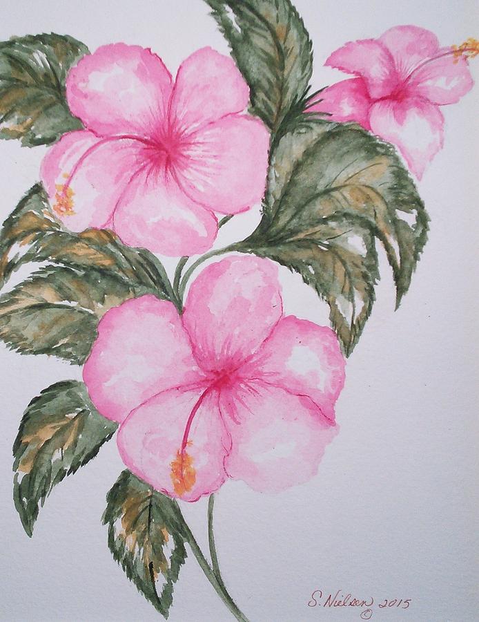Pink Hibiscus Painting by Susan Nielsen