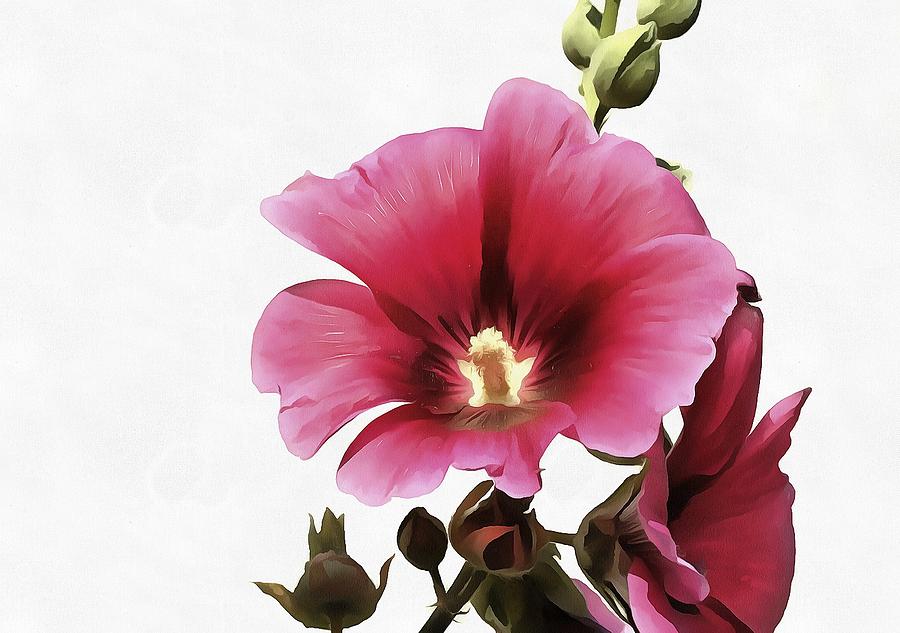 Pink Hollyhock Painting by Taiche Acrylic Art