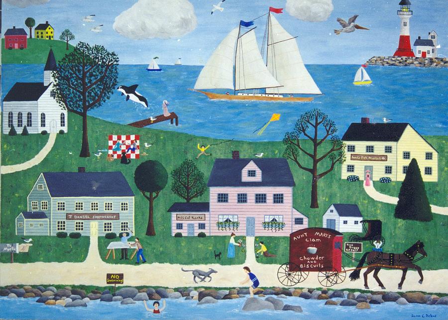 Boat Painting - Pink House By The Sea by Susan C Houghton
