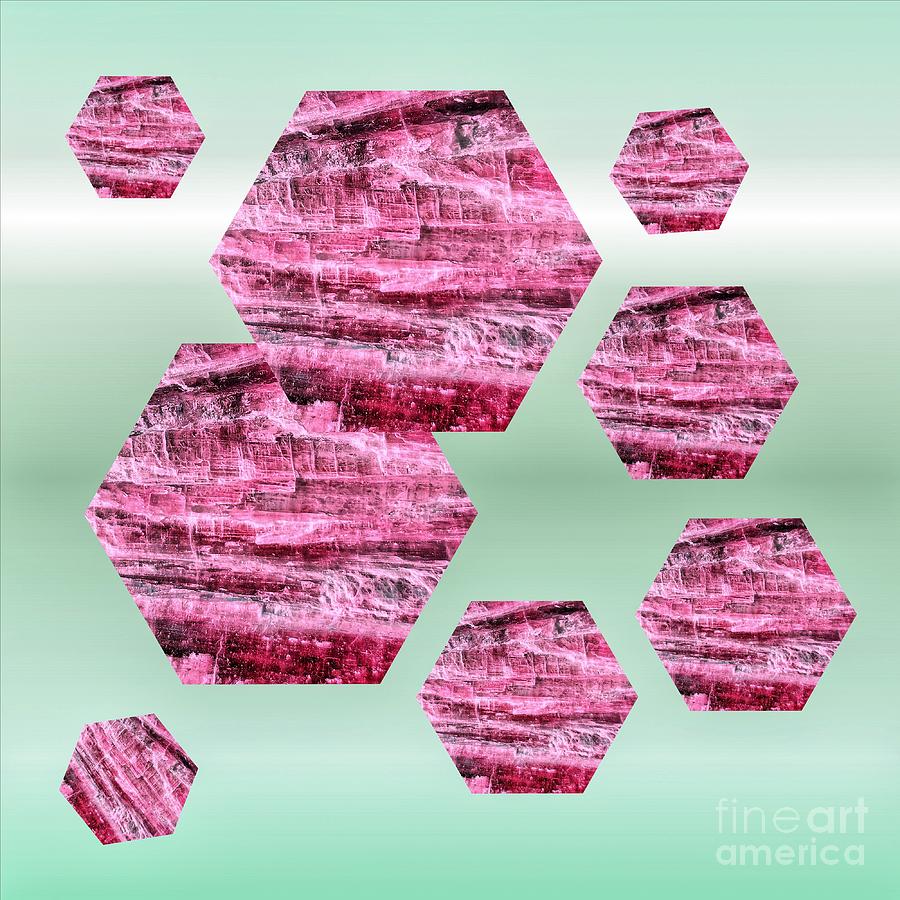 Pink Kyanite Hexagonal Design Digital Art by Rachel Hannah