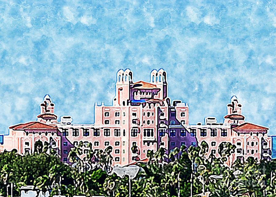 Pink Lady Don Cesar Watercolor Photograph