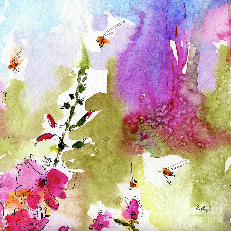 Pink Lavatera Floral Painting 1 Painting by Ginette Callaway