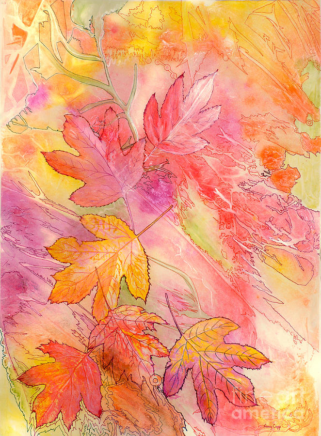 Pink Leaves Painting by Nancy Cupp
