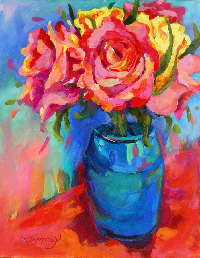 Pink Lemonade Roses Painting by Chris Brandley