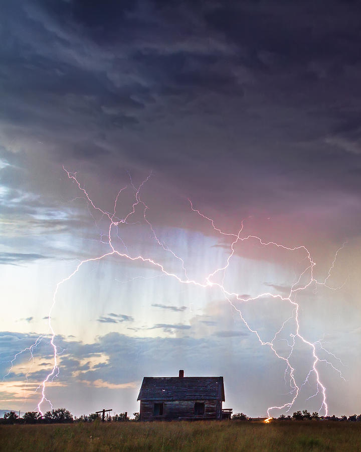 Lightning Photograph - Pink Lightning On the Prairie Portrait by James BO Insogna
