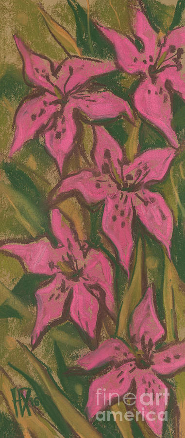 Pink Lilies Pastel by Julia Khoroshikh