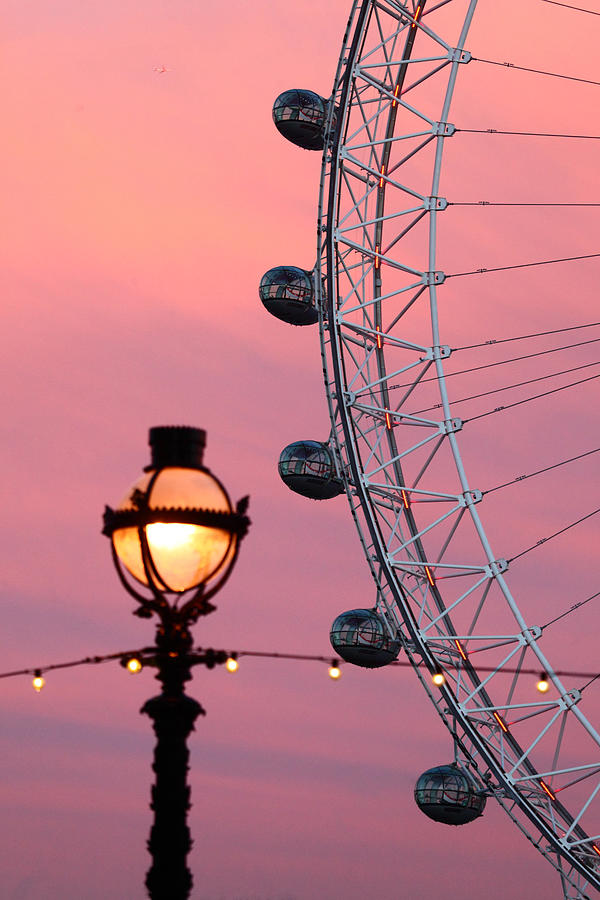 Pink London Eye Sunset 1 Photograph by James Brunker