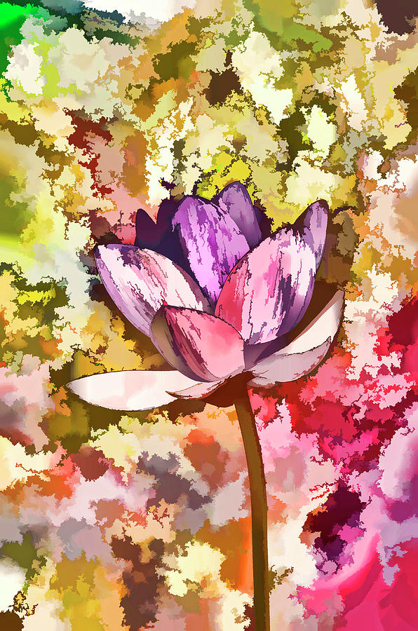 Pink Lotus Blossom 2 Painting by Jeelan Clark