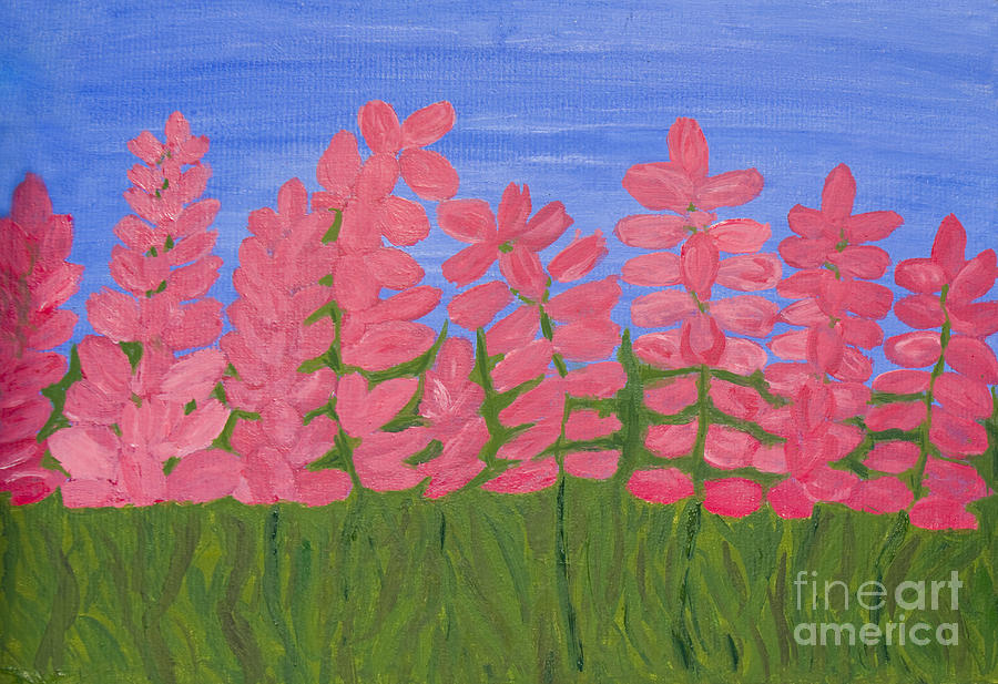 Pink lupins Painting by Irina Afonskaya