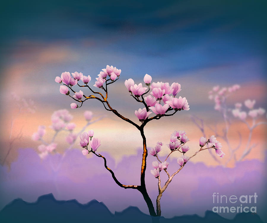 Magnolia Movie Digital Art - Pink Magnolia - Bright Version by Peter Awax