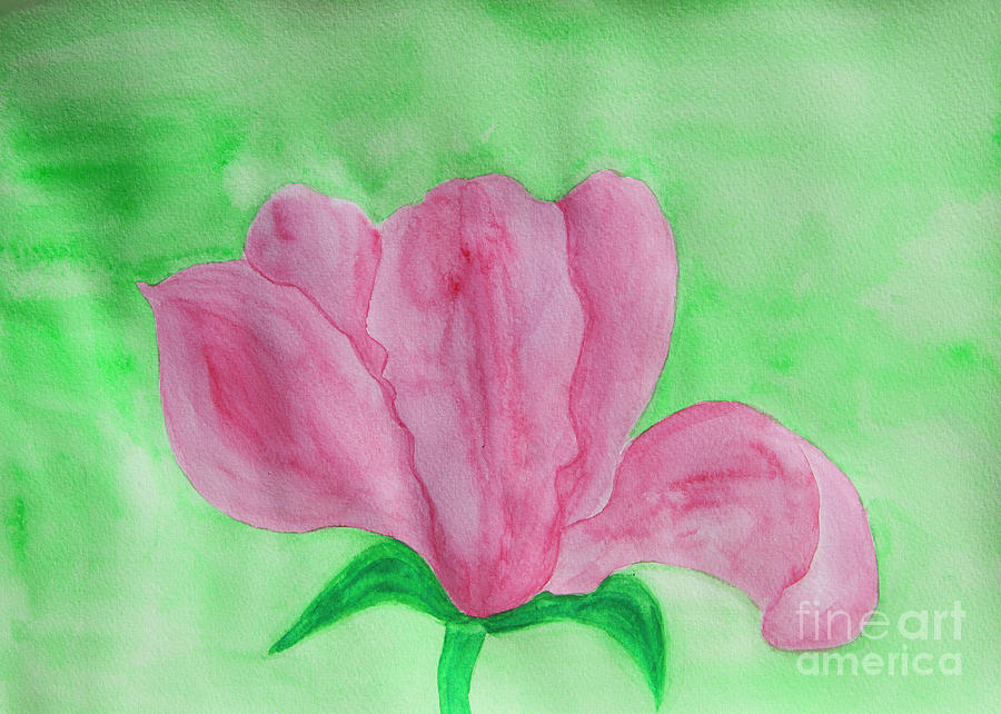 Pink magnolia on green Painting by Irina Afonskaya