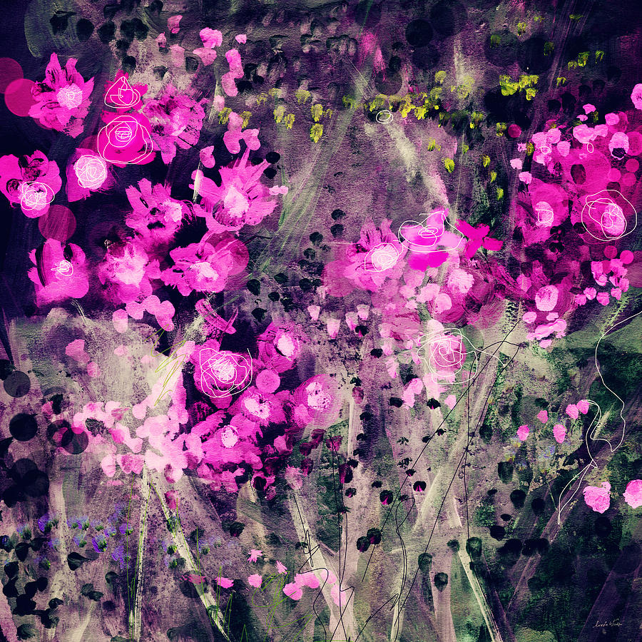Pink Majestic Garden- Art by Linda Woods Mixed Media by Linda Woods