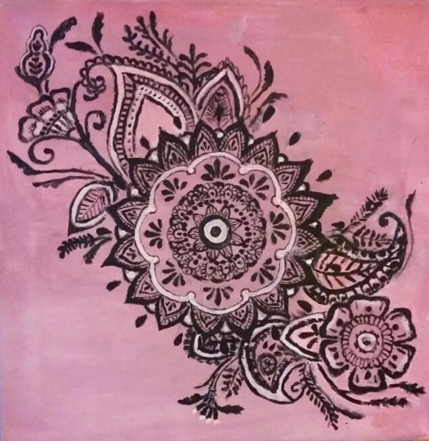 Flower Painting - Pink Mandala by Jennie Hallbrown