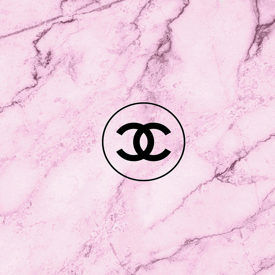 Pink Marble, Chanel Logo 9 Mixed Media by Del Art