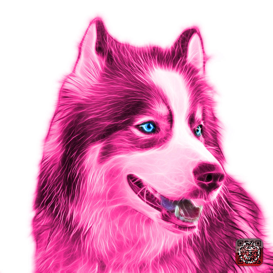 Pink Modern Siberian Husky Dog Art - 6024 - WB Painting by James Ahn
