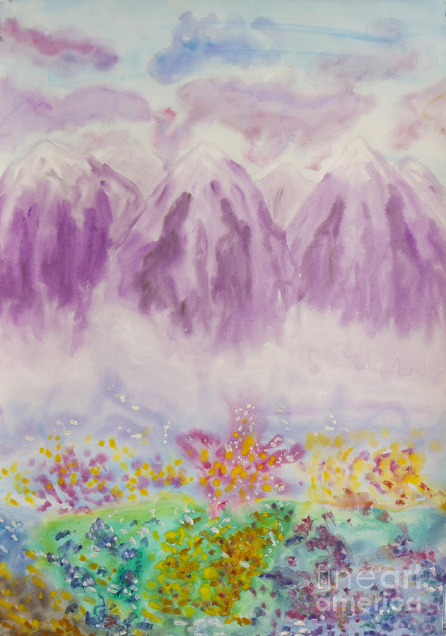 Pink mountains, painting Painting by Irina Afonskaya