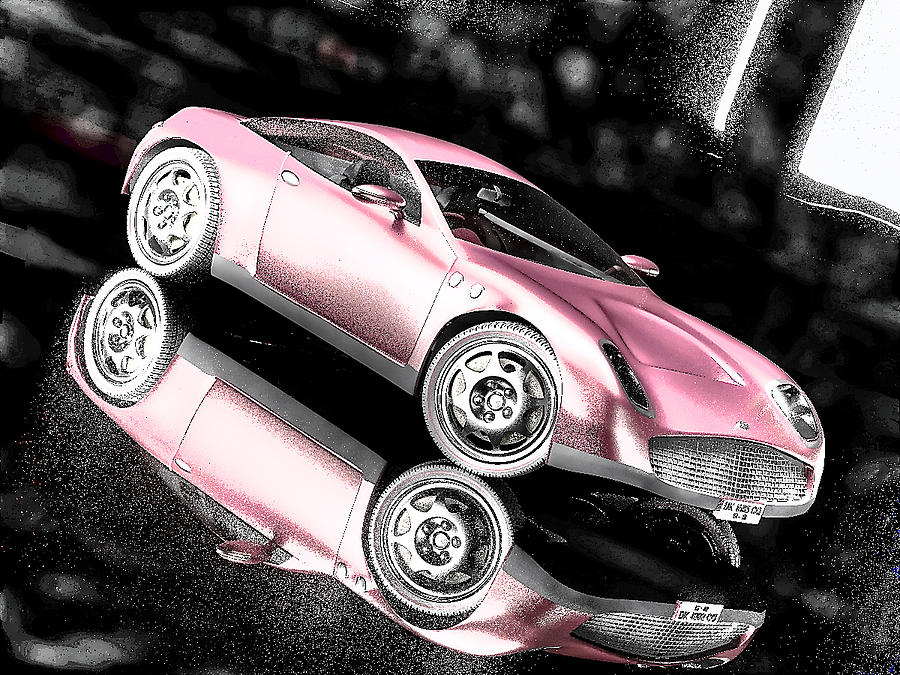 Fast And Furious Digital Art - Pink Muscle Car by Maurice Gold