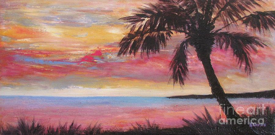 Beach Painting - Pink n Yellow Sky by Eileen Lovre