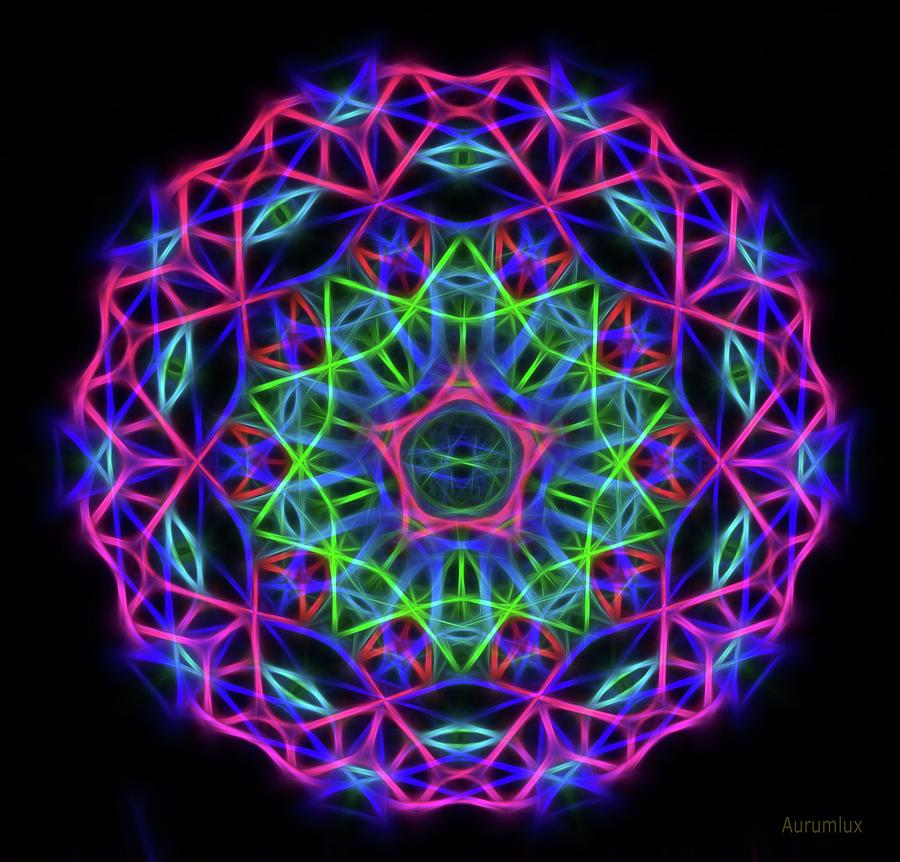 Sacred Geometry Pink Neon Mixed Media by Aurum Lux - Fine Art America