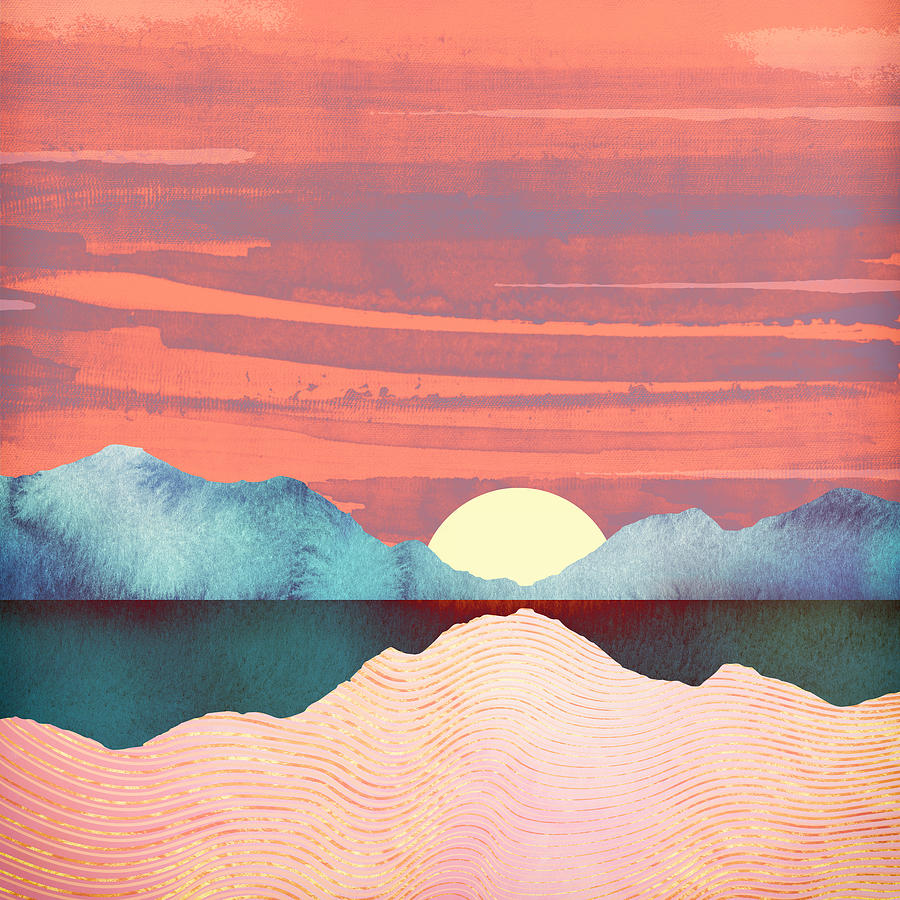 Mountain Digital Art - Pink Oasis by Spacefrog Designs