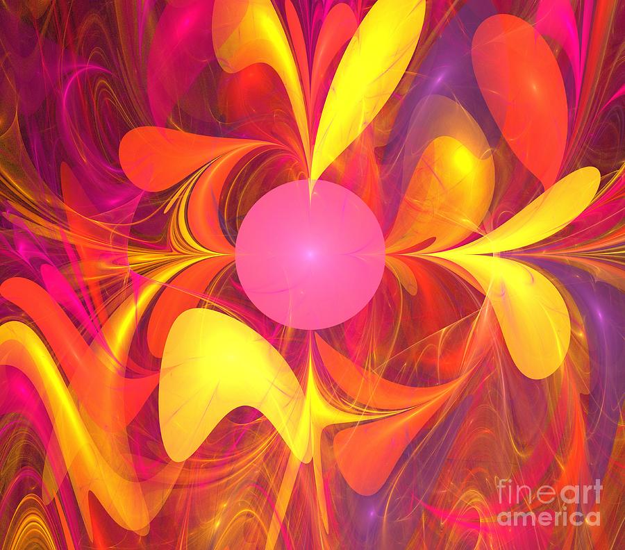 Abstract Digital Art - Pink Orange Flow by Kim Sy Ok